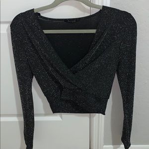black sparkly wrap top🖤